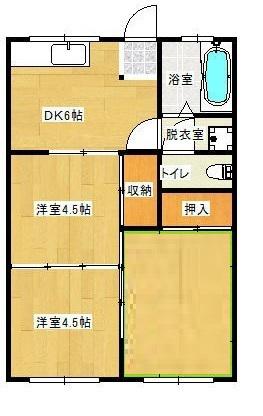 長友平四郎アパート(2DK/1階)の間取り写真