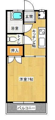 サンモアハイム(1K/2階)の間取り写真