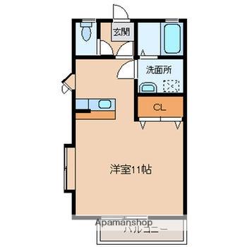 グレイトネスⅡ(ワンルーム/1階)の間取り写真