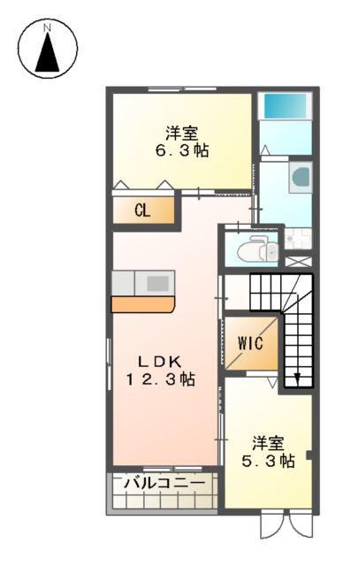 エムグレイスR(2LDK/2階)の間取り写真