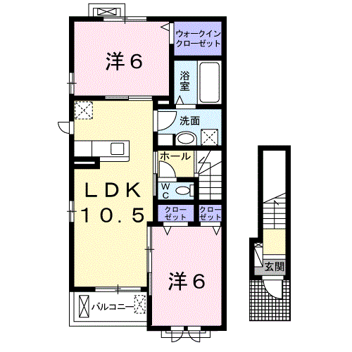 レジーナ・10(2LDK/2階)の間取り写真