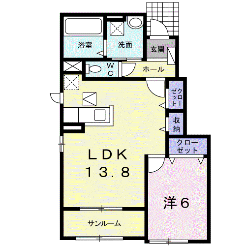 サンリット平原 Ⅱ(1LDK/1階)の間取り写真