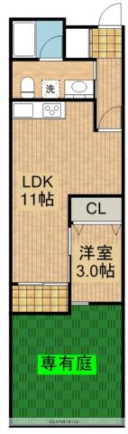 APARTMENT結(1LDK/1階)の間取り写真