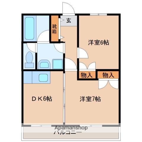 アリエッタ(2DK/3階)の間取り写真