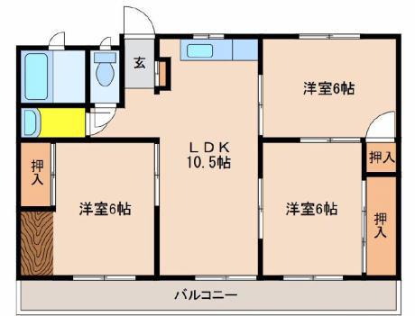 グランドヴィレッジ田吉(3LDK/4階)の間取り写真