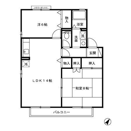 サーフスリィ吉村(2LDK/1階)の間取り写真