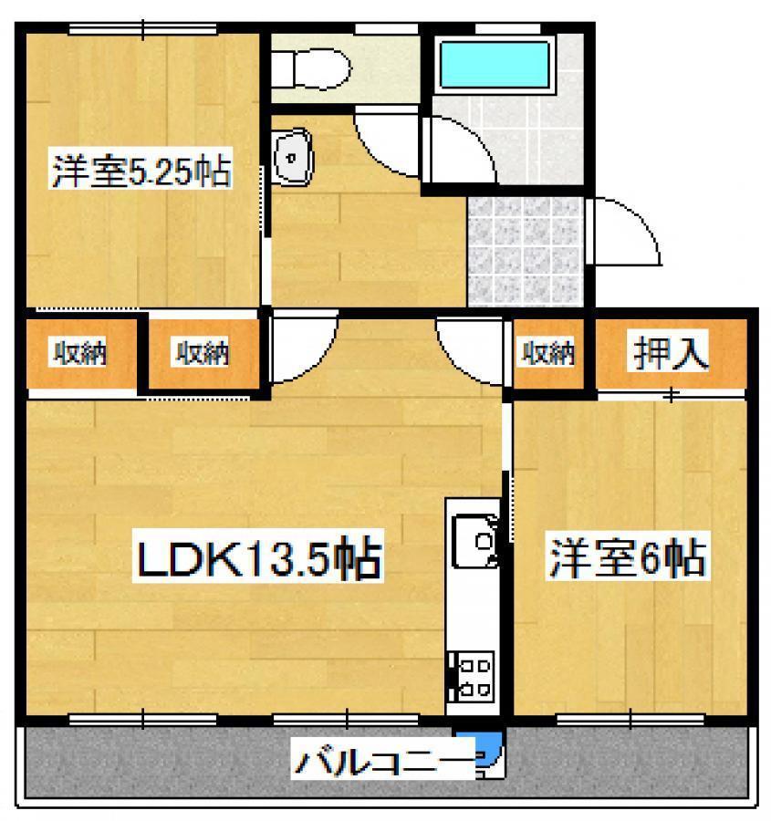 ジョイスⅢ(2LDK/3階)の間取り写真
