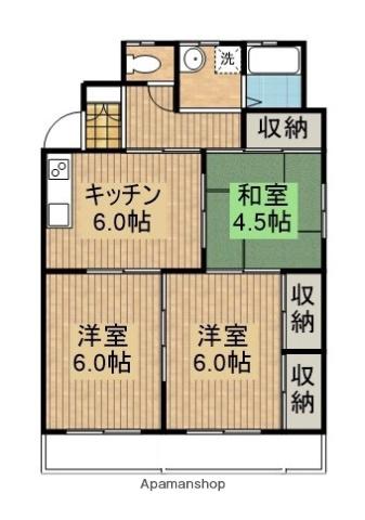 奥野ビル(3DK/1階)の間取り写真