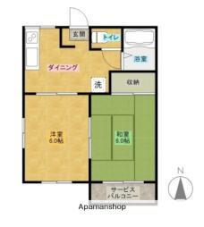 タウニィ希望ヶ丘(2DK/1階)の間取り写真