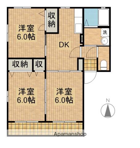 レトアKEI(3DK/1階)の間取り写真