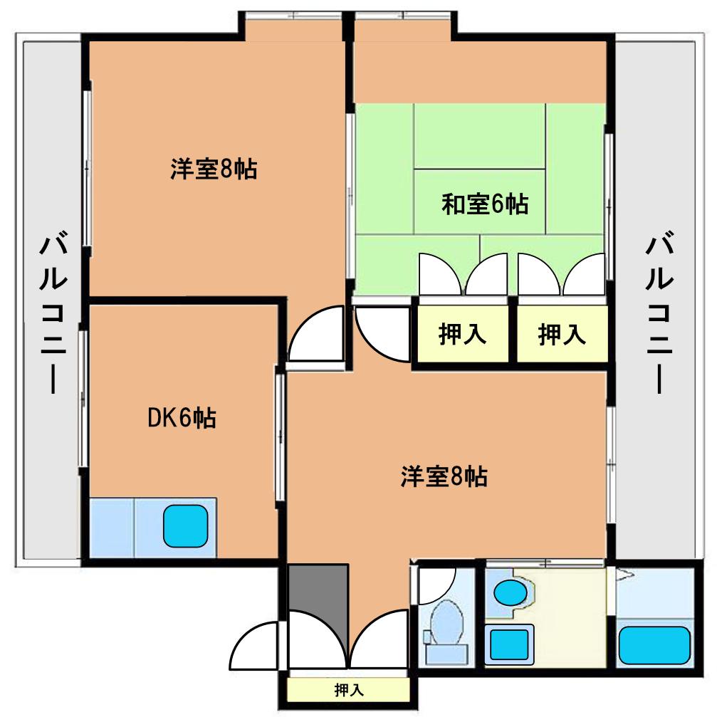 リバータウン日ノ出(3DK/4階)の間取り写真