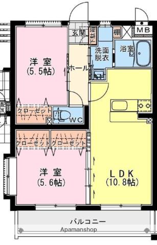 ホーク アイ(2LDK/1階)の間取り写真