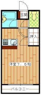 エレガンス木花Ⅱ B(ワンルーム/1階)の間取り写真