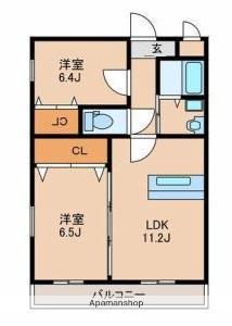 NEIGHBORS(2LDK/2階)の間取り写真