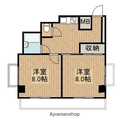 桂ビル(2K/4階)の間取り写真