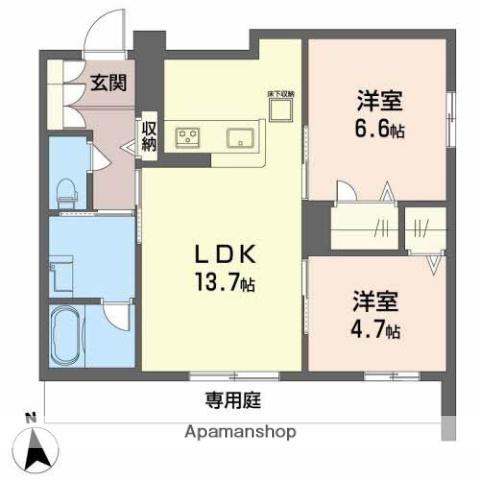 グリナージュ イマムラ(2LDK/1階)の間取り写真