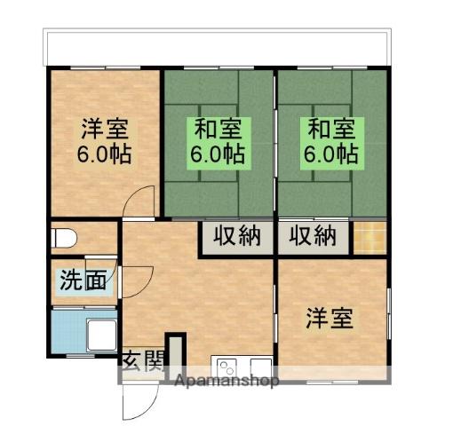 金丸第一ハイツ(4DK/2階)の間取り写真