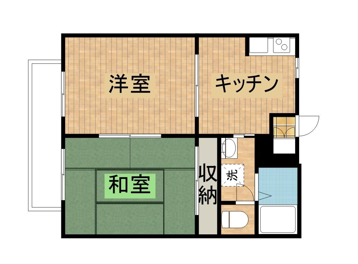 フレグランス花山手(2K/1階)の間取り写真