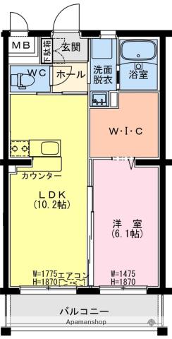 日向・財光寺南区画マンション(1LDK/1階)の間取り写真