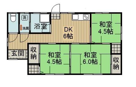 宮崎県宮崎市 1階建 築38年(3DK)の間取り写真