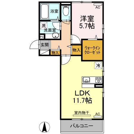 メモリーⅠ(1LDK/3階)の間取り写真