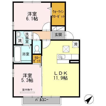 サーフスリィフォレスタ(2LDK/1階)の間取り写真