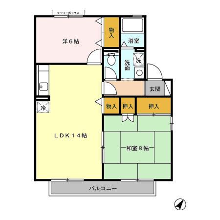 サーフスリィ吉村(2LDK/2階)の間取り写真