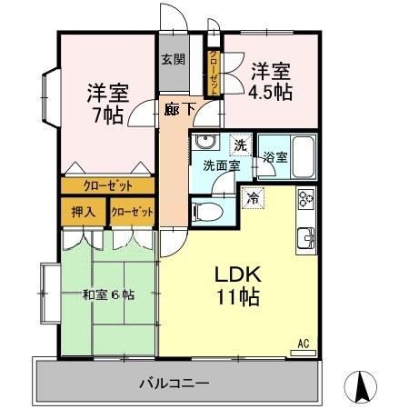 ラーバンハイツ(3LDK/4階)の間取り写真
