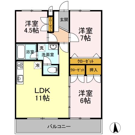 ラーバンハイツ(3LDK/4階)の間取り写真