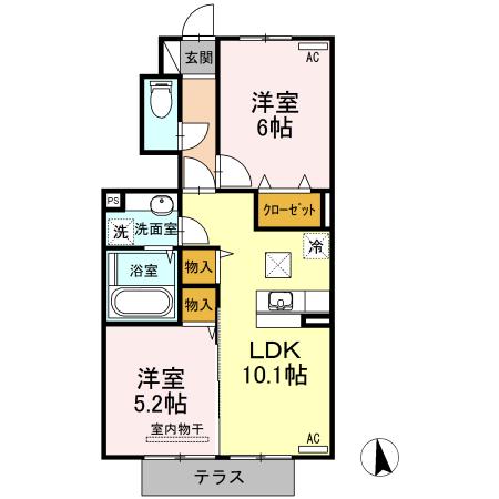 グランドソレーユ(2LDK/1階)の間取り写真