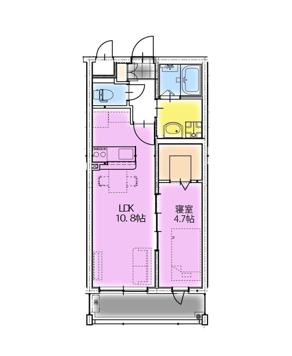 アーベイン潮見(1LDK/1階)の間取り写真
