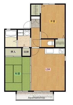 セジュールヒダカⅡ(2LDK/2階)の間取り写真