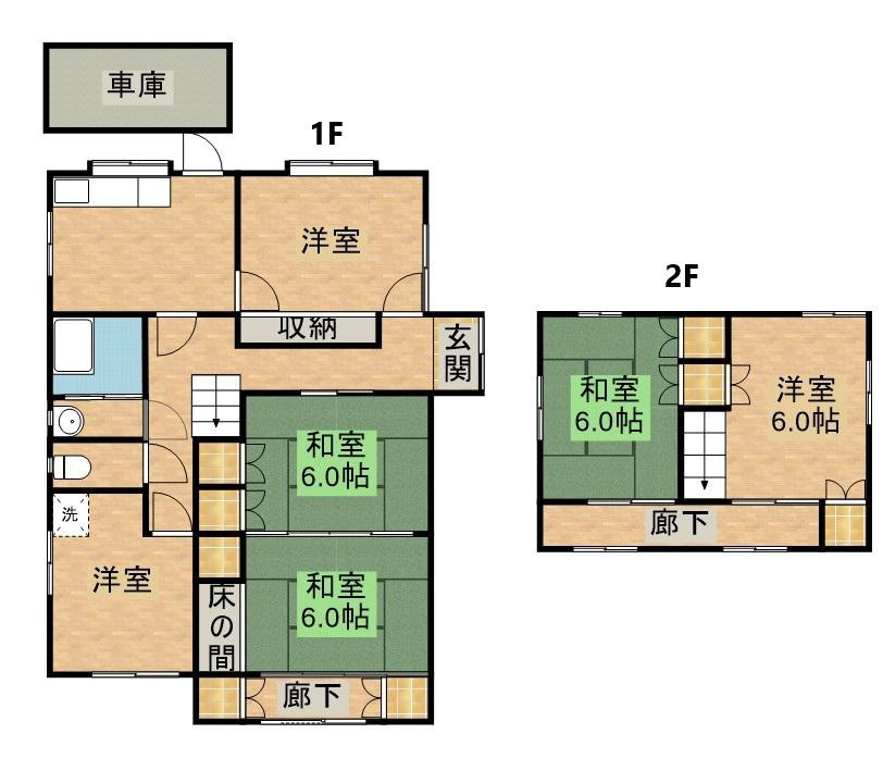 日南線 木花駅 徒歩9分 2階建 築52年(6DK)の間取り写真