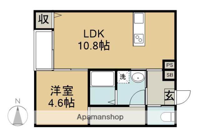 大工町アパート B棟(1LDK/1階)の間取り写真