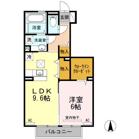 プランドールA棟(1LDK/1階)の間取り写真