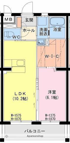 日向・原町4丁目Yマンション(1LDK/3階)の間取り写真