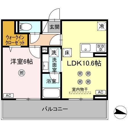 D-RESENA大橋I(1LDK/1階)の間取り写真