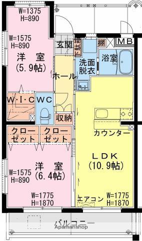 トレジャー ビルド(2LDK/1階)の間取り写真