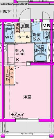江平東町マンション(ワンルーム/2階)の間取り写真