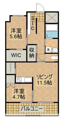 ディアコート新栄(2LDK/9階)の間取り写真