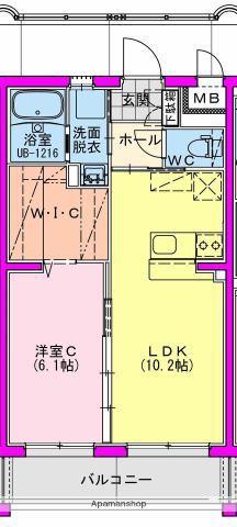 吉村町大町YMマンション(1LDK/2階)の間取り写真