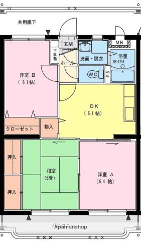 ホープパレス(3DK/1階)の間取り写真