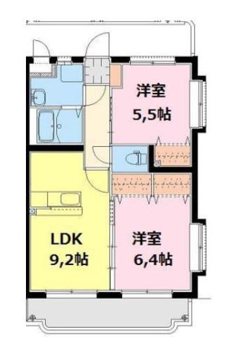 ファミリアODO(2LDK/3階)の間取り写真