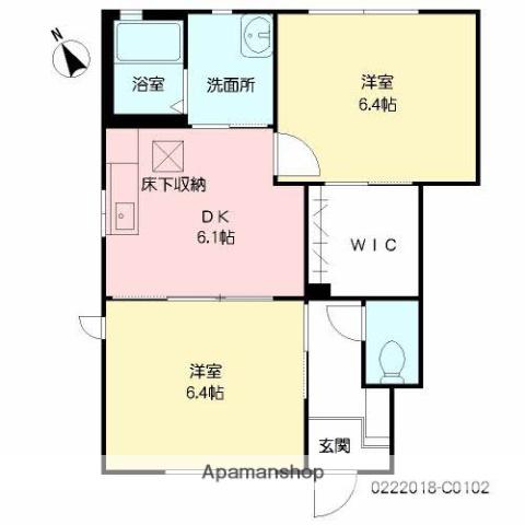 サンク・ブランシェ(2DK/1階)の間取り写真