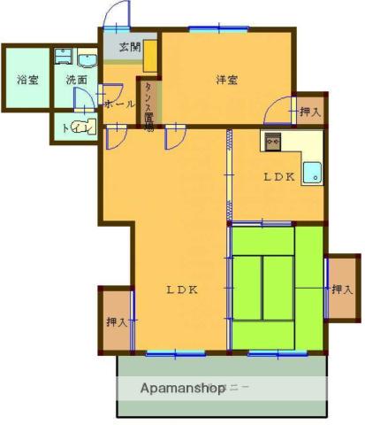 バンベールハウス A棟(3DK/3階)の間取り写真