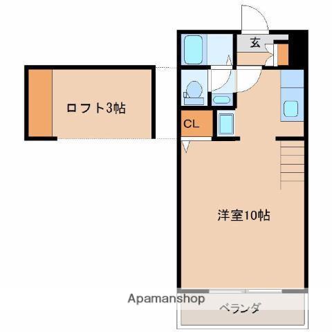 ブルージュハイム(1K/2階)の間取り写真