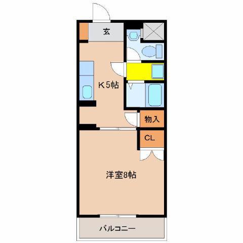 ANマンション(1DK/2階)の間取り写真