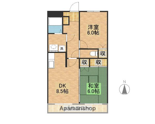 花山手東館(2DK/3階)の間取り写真