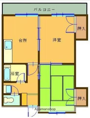ファミール中村(2DK/3階)の間取り写真