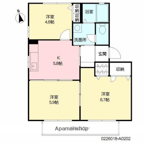 プランドール(3K/2階)の間取り写真